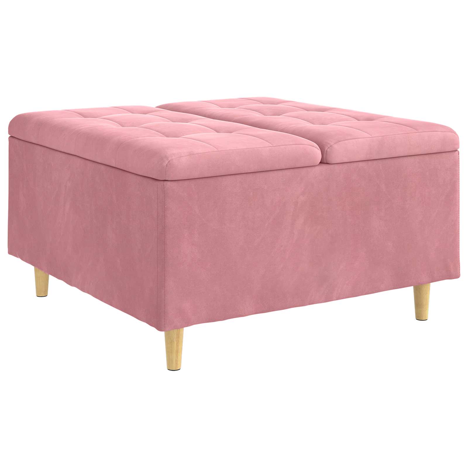 Aufbewahrungsottomane mit Kissen Rosa 80 x 80 x 45 cm Samt