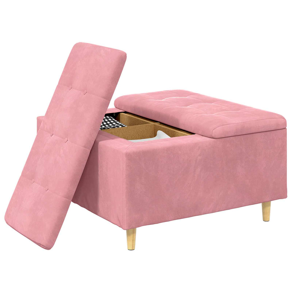 Aufbewahrungsottomane mit Kissen Rosa 80 x 80 x 45 cm Samt