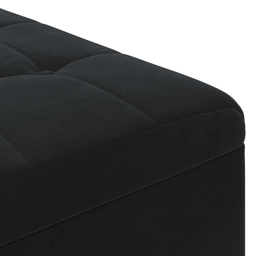 Aufbewahrungsottomane mit Kissen Schwarz 80 x 80 x 45 cm Samt
