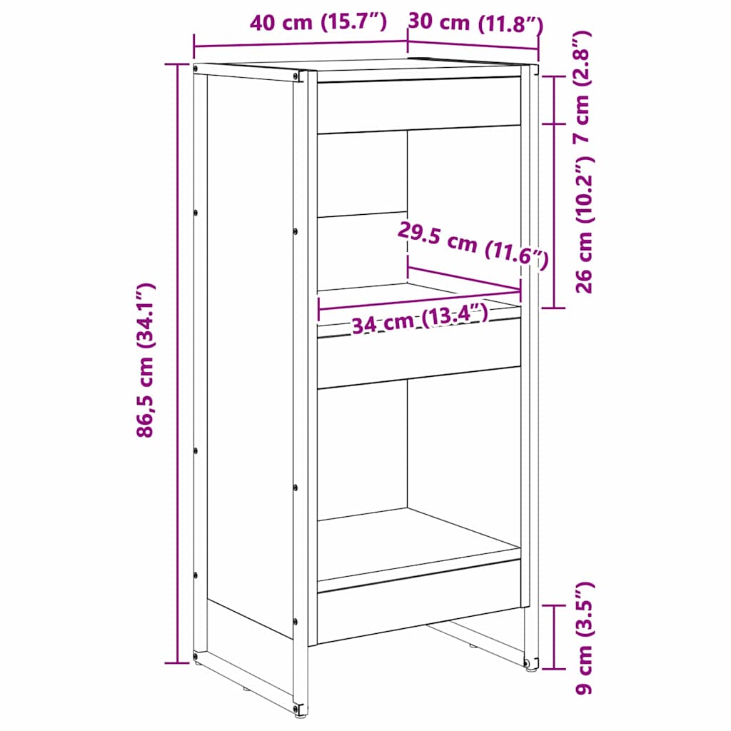 Bücherregal Graues Sonoma 40 x 30 x 86,5 cm Holzwerkstoff