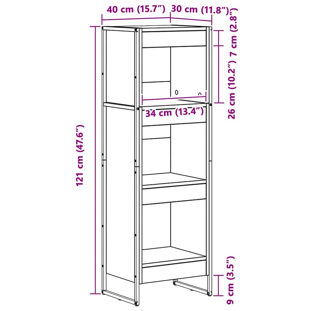 Bücherregal Sonoma 40 x 30 x 121 cm Holzwerkstoff