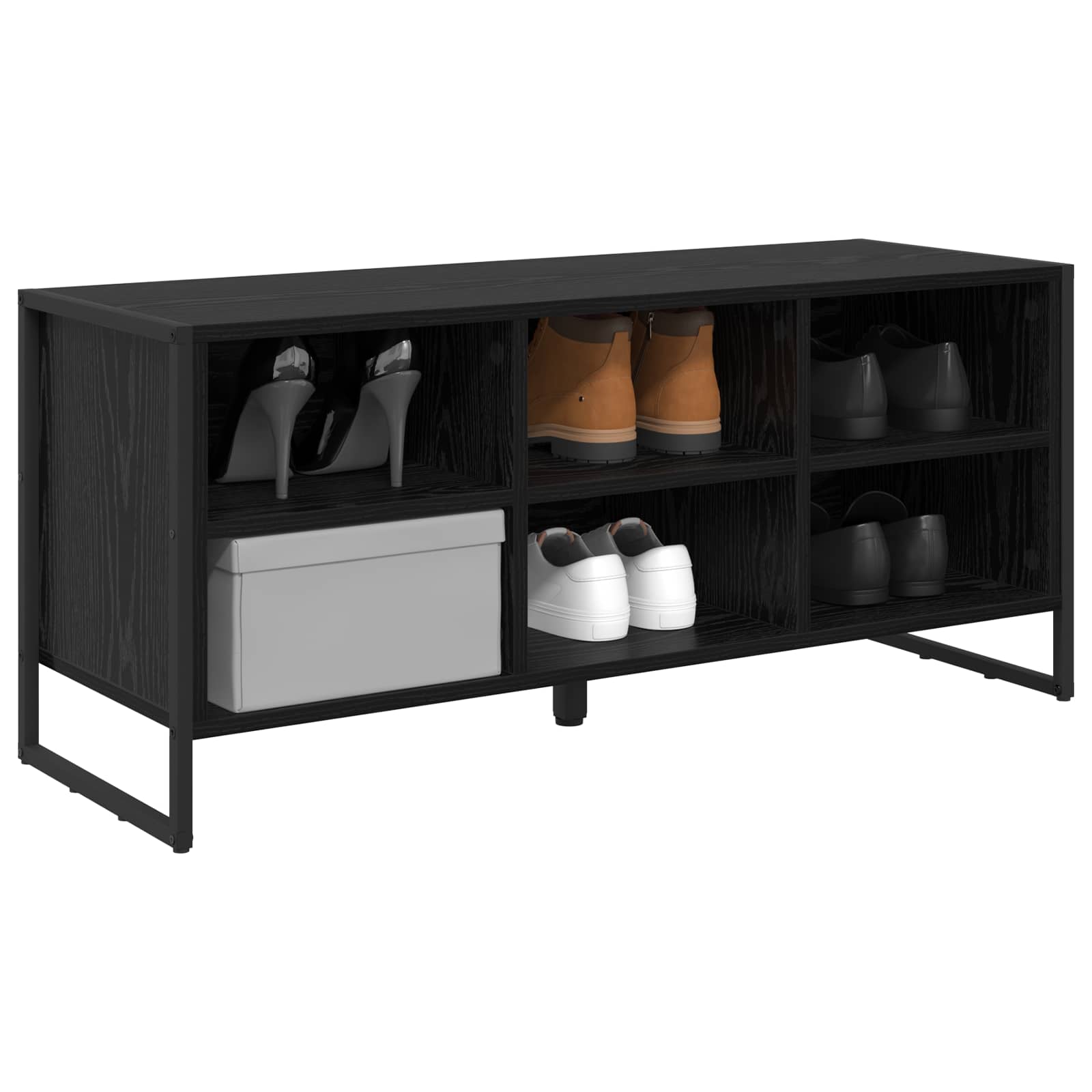 Schuhschrank mit Speicher Schwarz Eichen-Optik 100 x 35 x 44 cm