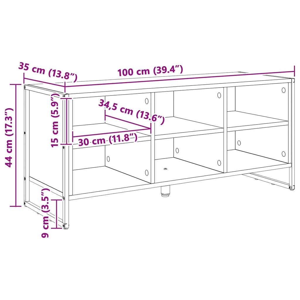 Schuhschrank mit Speicher Schwarz Eichen-Optik 100 x 35 x 44 cm