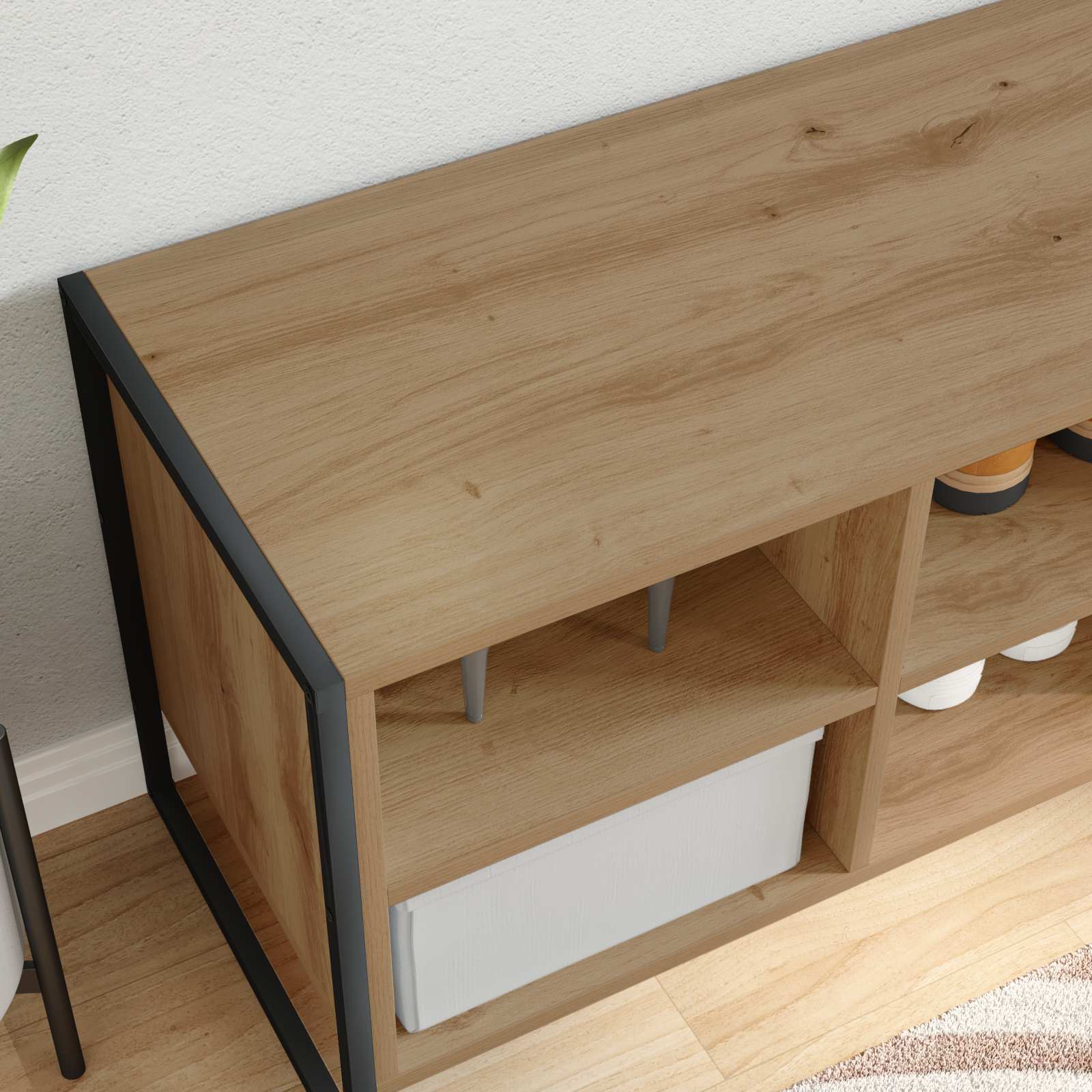 Schuhschrank Kunsthandwerk Eiche 100 x 35 x 44 cm Holzwerkstoff