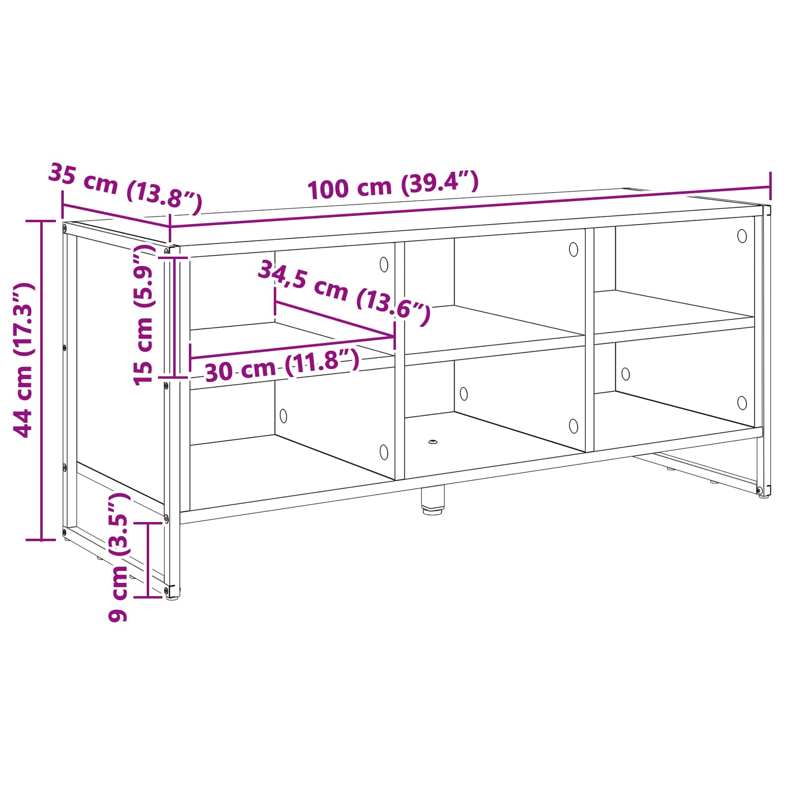 Schuhschrank Kunsthandwerk Eiche 100 x 35 x 44 cm Holzwerkstoff