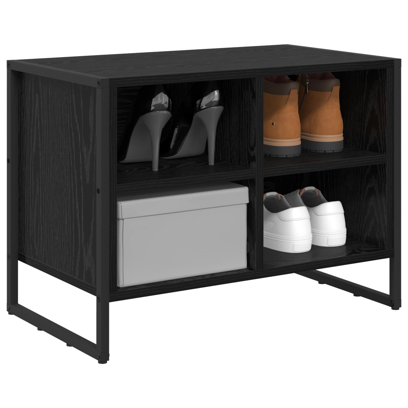 Schuhschrank Schwarz Eichen-Optik 60 x 35 x 44 cm Holzwerkstoff