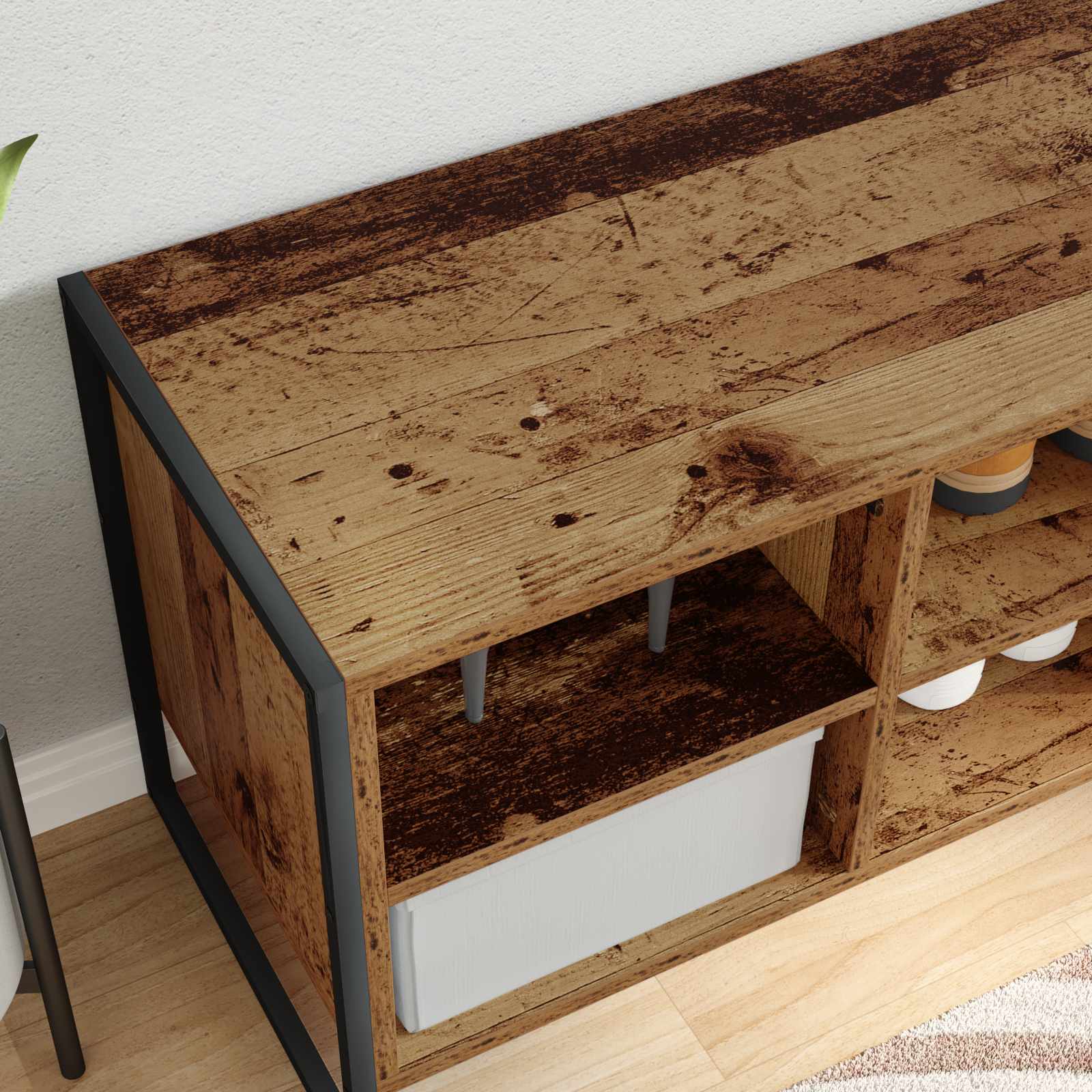 Schuhschrank mit Speicher Altholz 60 x 35 x 44 cm Holzwerkstoff