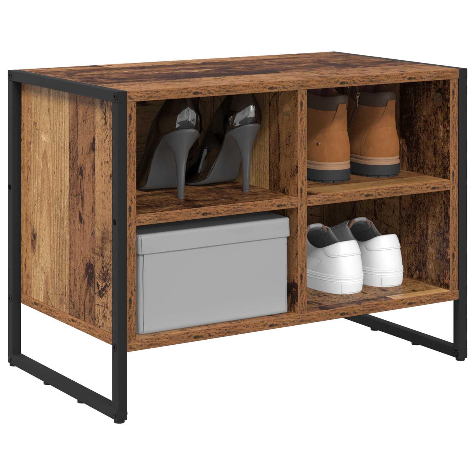 Schuhschrank mit Speicher Altholz 60 x 35 x 44 cm Holzwerkstoff