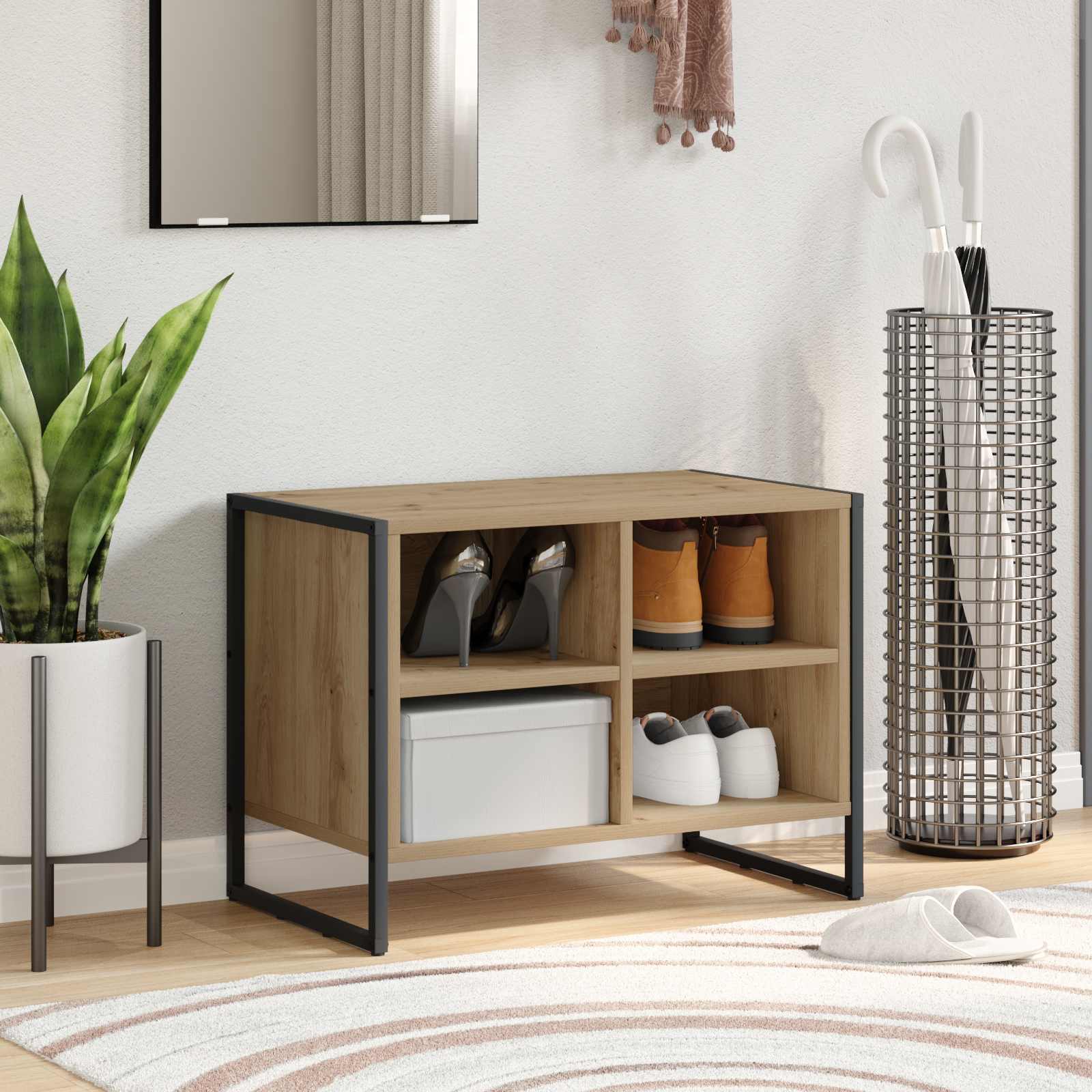 Schuhschrank Kunsthandwerk Eiche 60 x 35 x 44 cm Holzwerkstoff