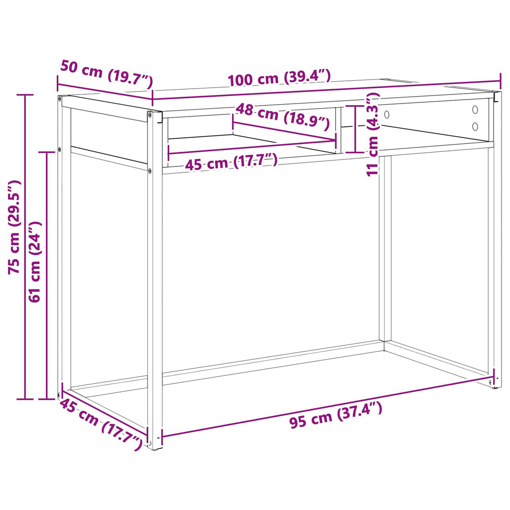 Schreibtisch mit Speicher Sonoma 100 x 50 x 75 cm Holzwerkstoff