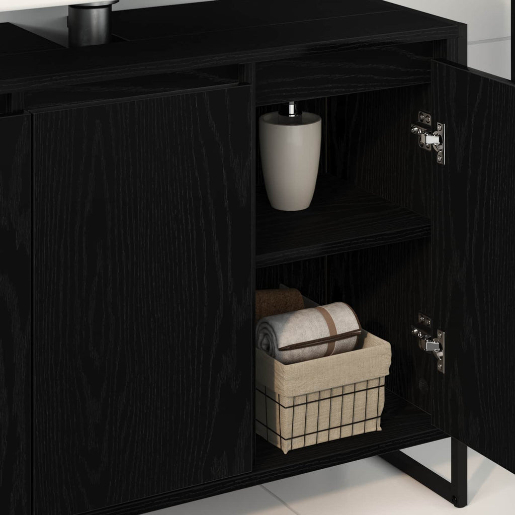 Badezimmerschrank mit Tür Schwarz Eichen-Optik 90 x 30 x 60 cm