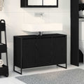 Badezimmerschrank mit Tür Schwarz Eichen-Optik 90 x 30 x 60 cm