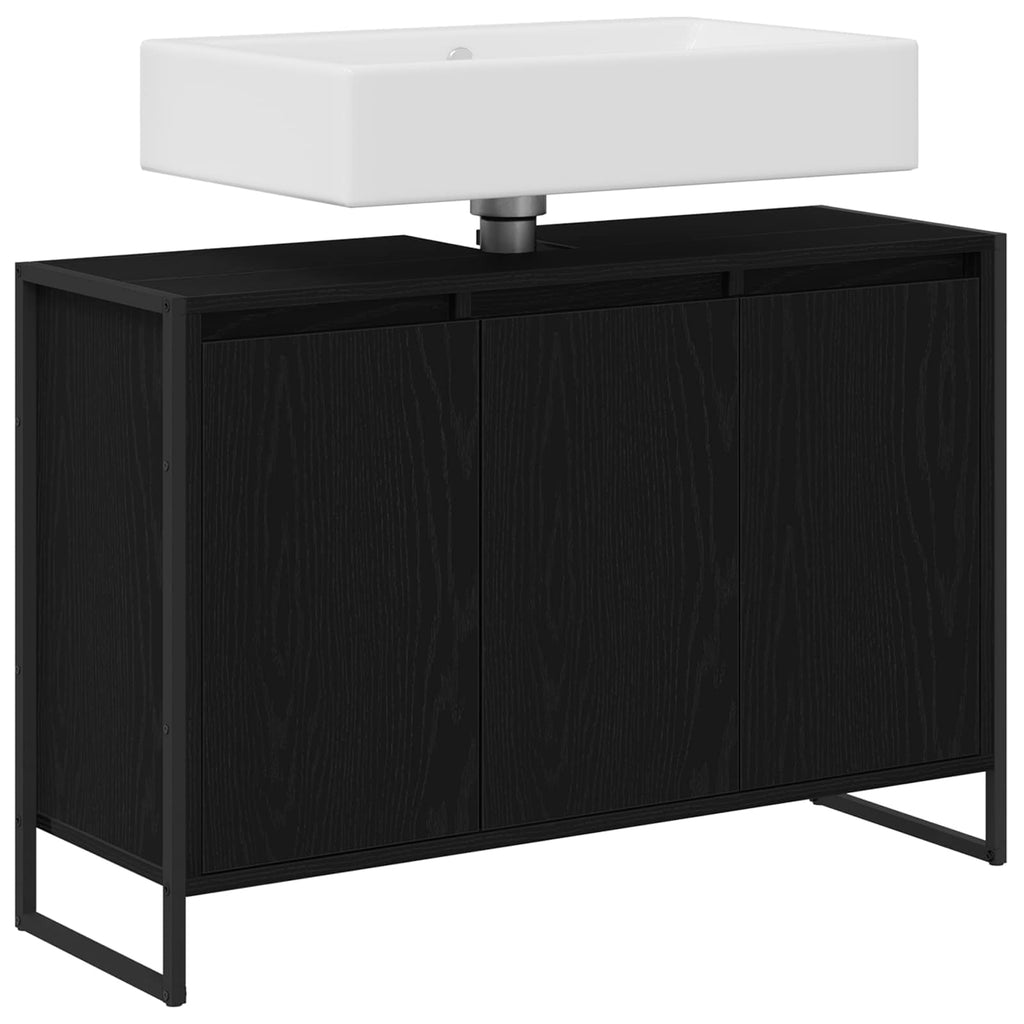 Badezimmerschrank mit Tür Schwarz Eichen-Optik 90 x 30 x 60 cm