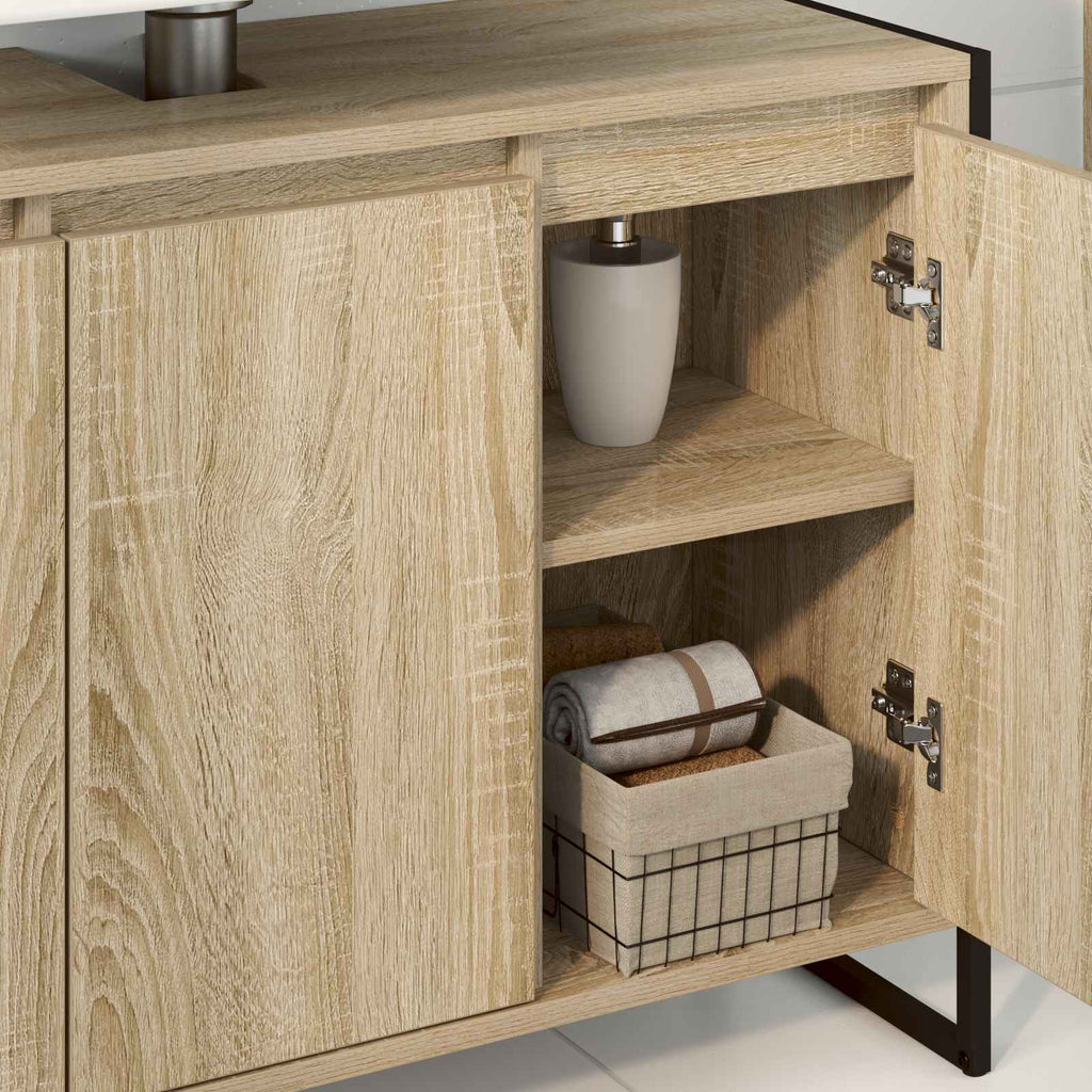 Badezimmerschrank mit Tür Sonoma 90 x 30 x 60 cm Holzwerkstoff
