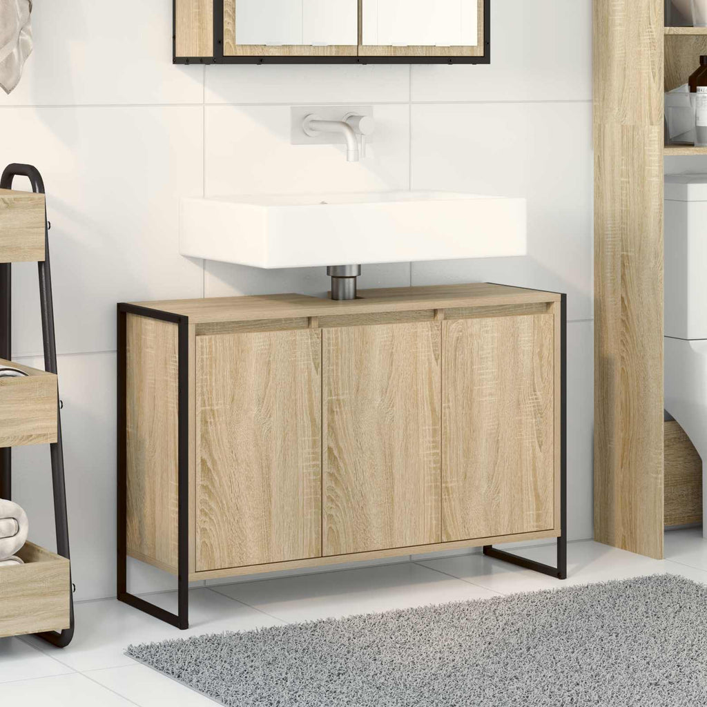 Badezimmerschrank mit Tür Sonoma 90 x 30 x 60 cm Holzwerkstoff
