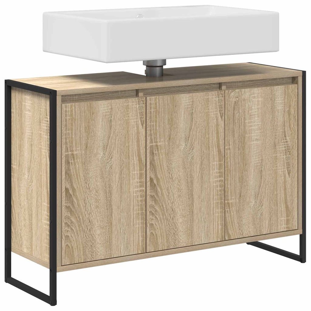 Badezimmerschrank mit Tür Sonoma 90 x 30 x 60 cm Holzwerkstoff