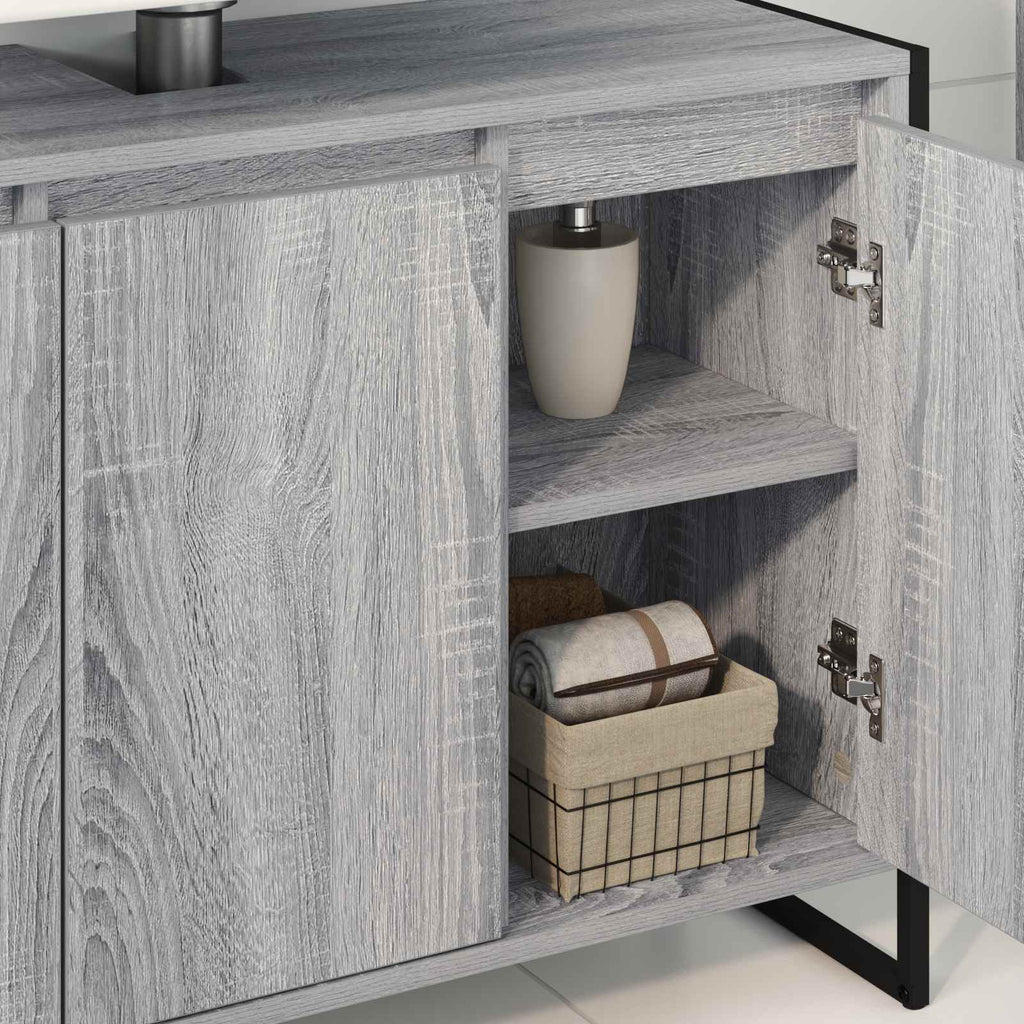 Badezimmerschrank Graues Sonoma 90 x 30 x 60 cm Holzwerkstoff