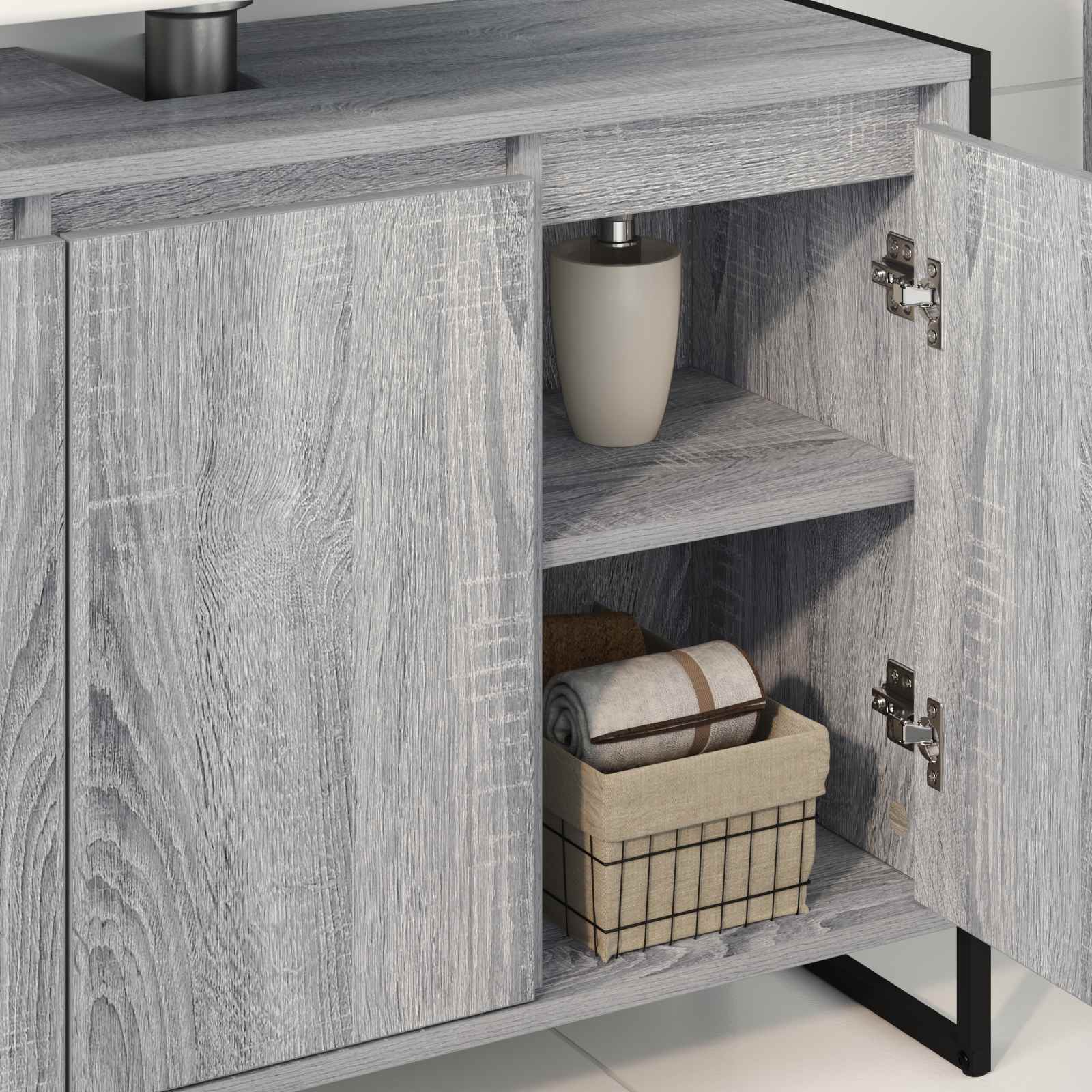 Badezimmerschrank Graues Sonoma 90 x 30 x 60 cm Holzwerkstoff