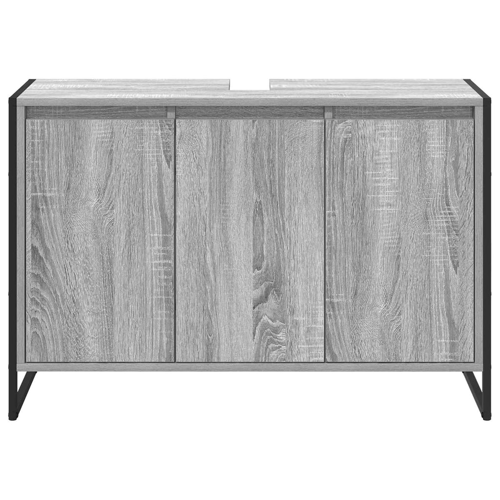 Badezimmerschrank Graues Sonoma 90 x 30 x 60 cm Holzwerkstoff