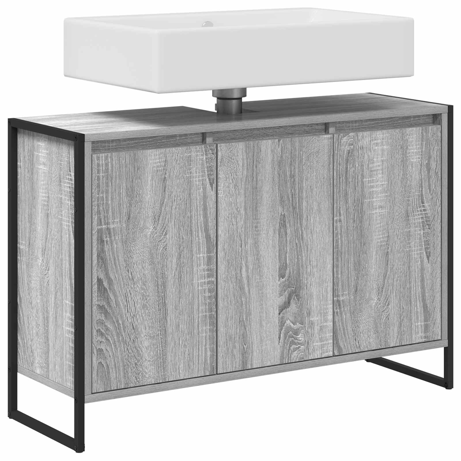 Badezimmerschrank Graues Sonoma 90 x 30 x 60 cm Holzwerkstoff