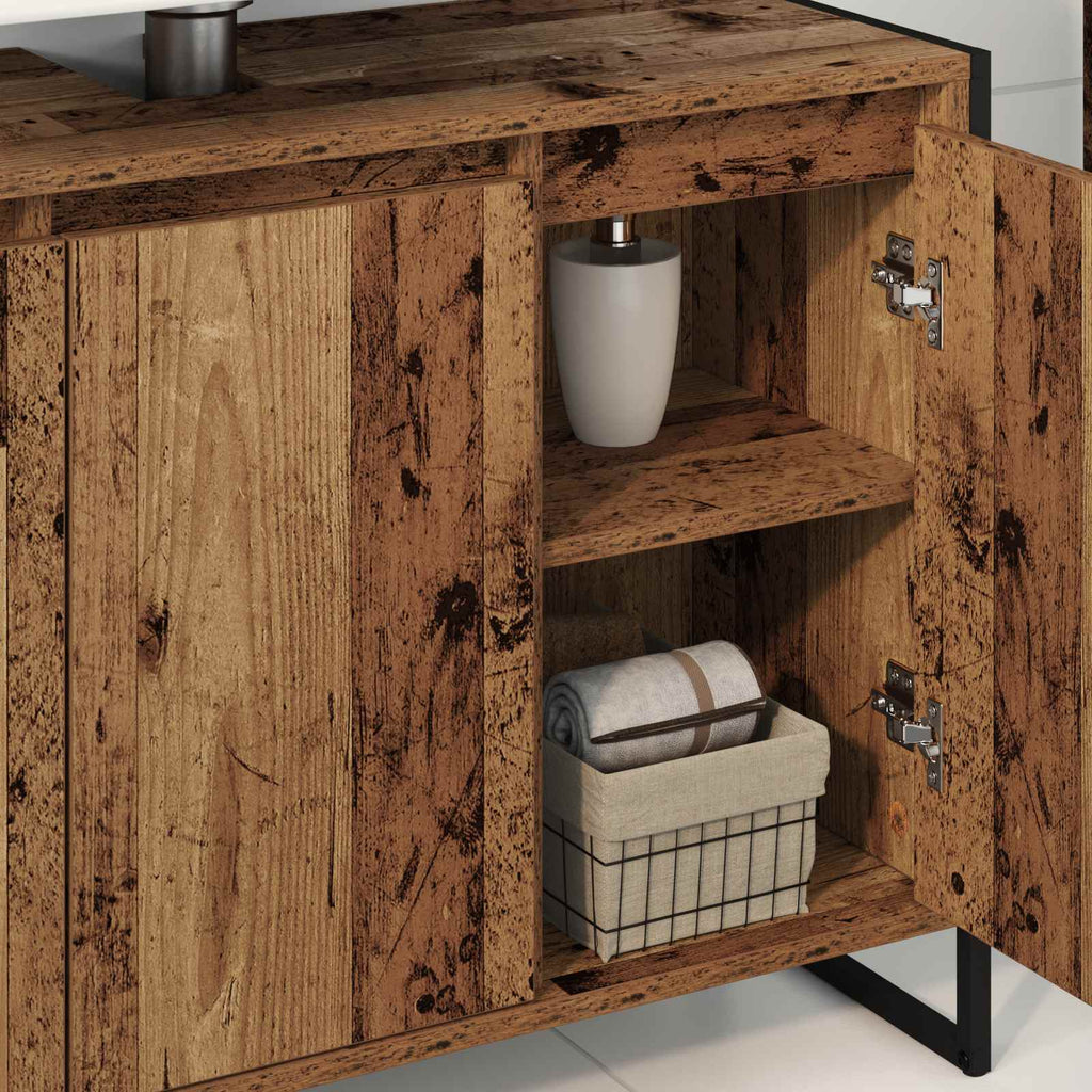 Badezimmerschrank mit Tür Altholz 90 x 30 x 60 cm Holzwerkstoff