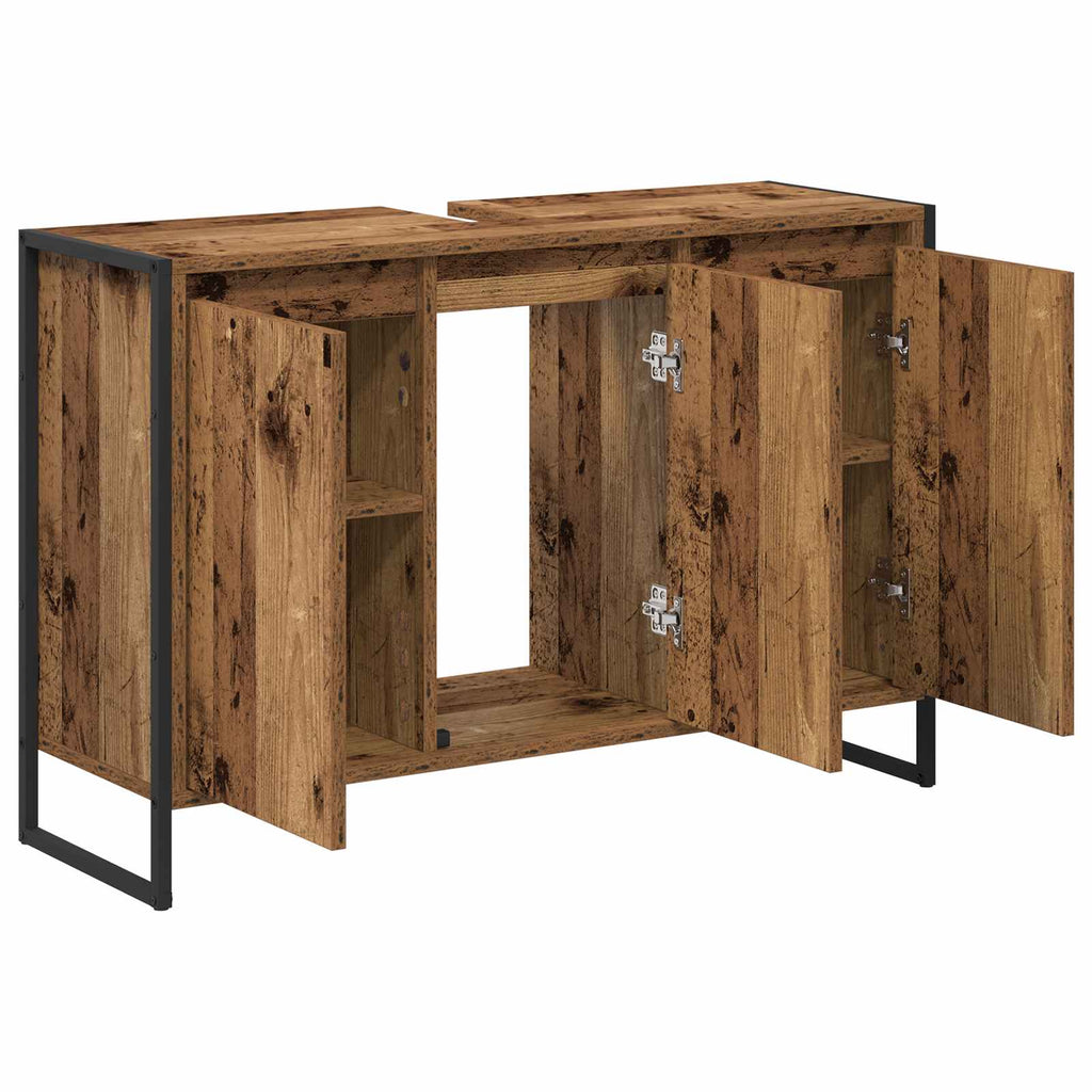 Badezimmerschrank mit Tür Altholz 90 x 30 x 60 cm Holzwerkstoff