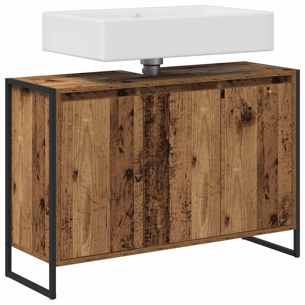 Badezimmerschrank mit Tür Altholz 90 x 30 x 60 cm Holzwerkstoff
