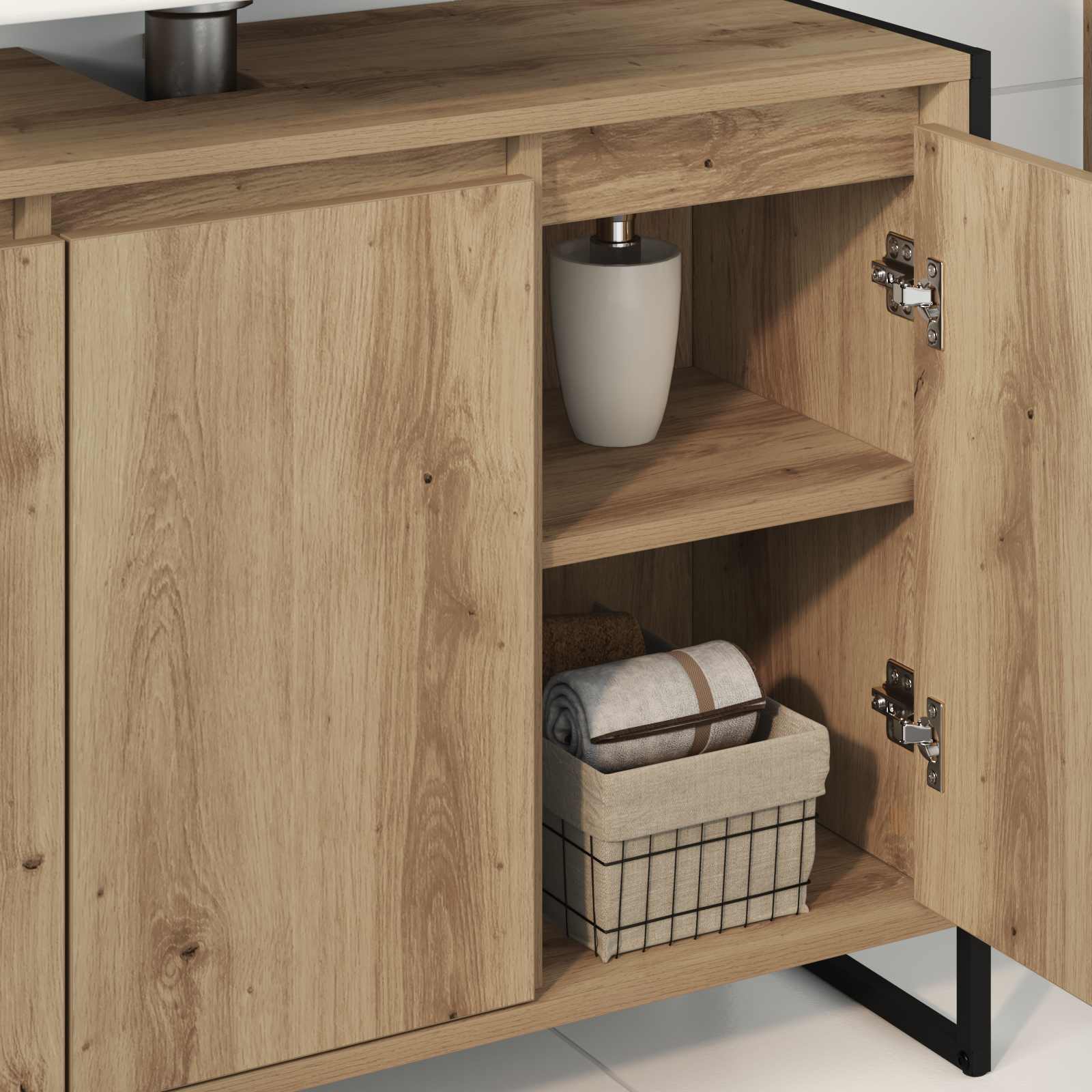 Badezimmerschrank mit Tür Kunsthandwerk Eiche 90 x 30 x 60 cm