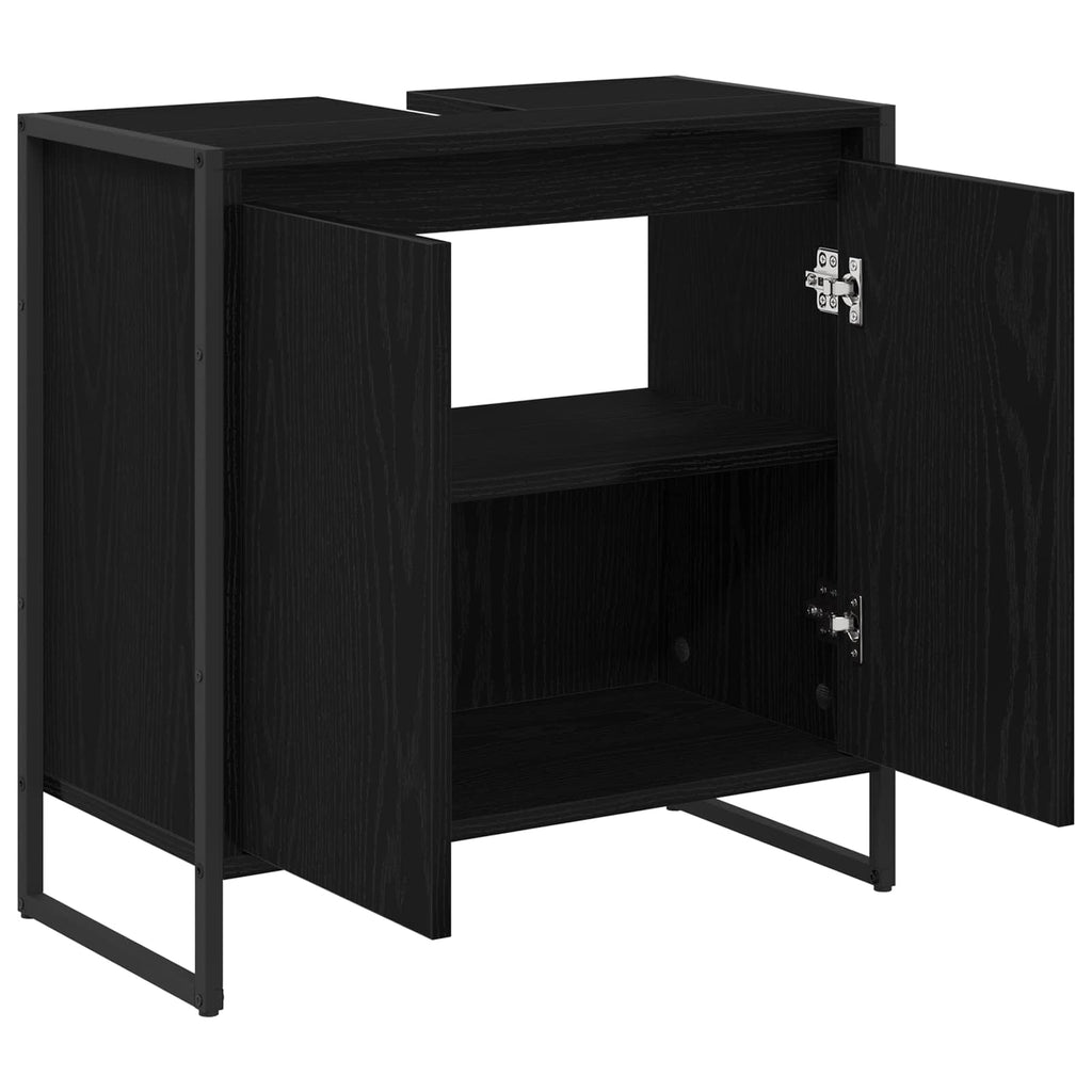 Badezimmerschrank mit Tür Schwarz Eichen-Optik 60 x 30 x 60 cm