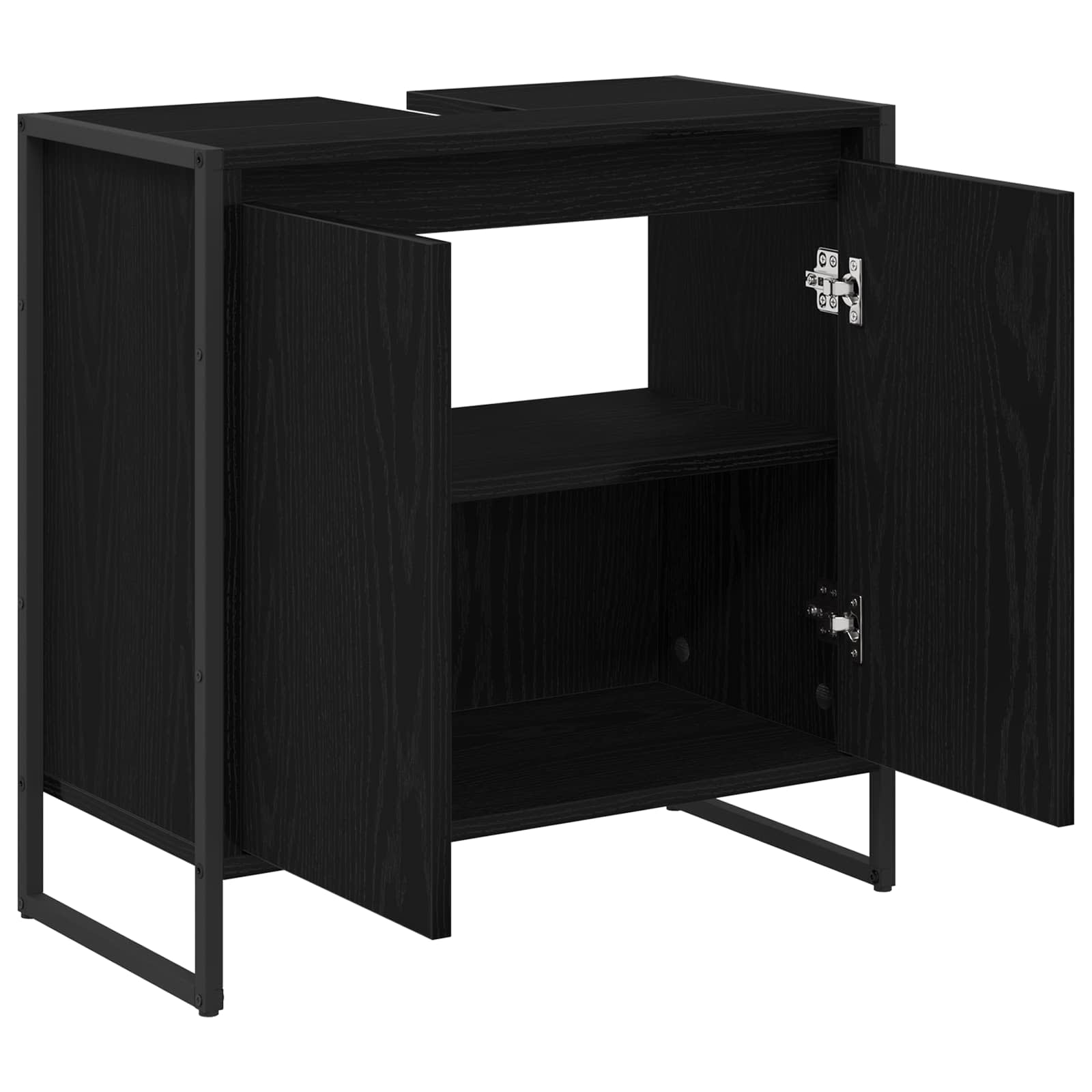 Badezimmerschrank mit Tür Schwarz Eichen-Optik 60 x 30 x 60 cm