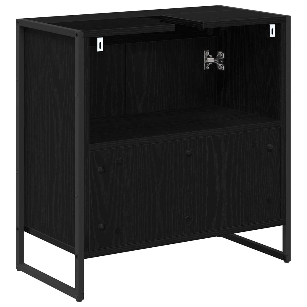 Badezimmerschrank mit Tür Schwarz Eichen-Optik 60 x 30 x 60 cm