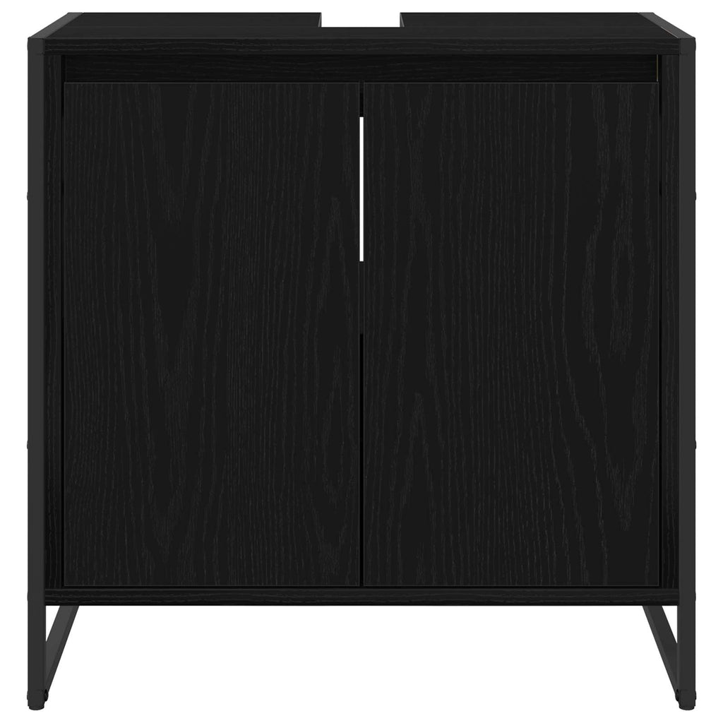 Badezimmerschrank mit Tür Schwarz Eichen-Optik 60 x 30 x 60 cm