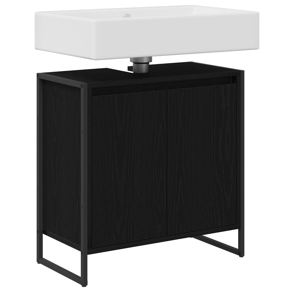 Badezimmerschrank mit Tür Schwarz Eichen-Optik 60 x 30 x 60 cm
