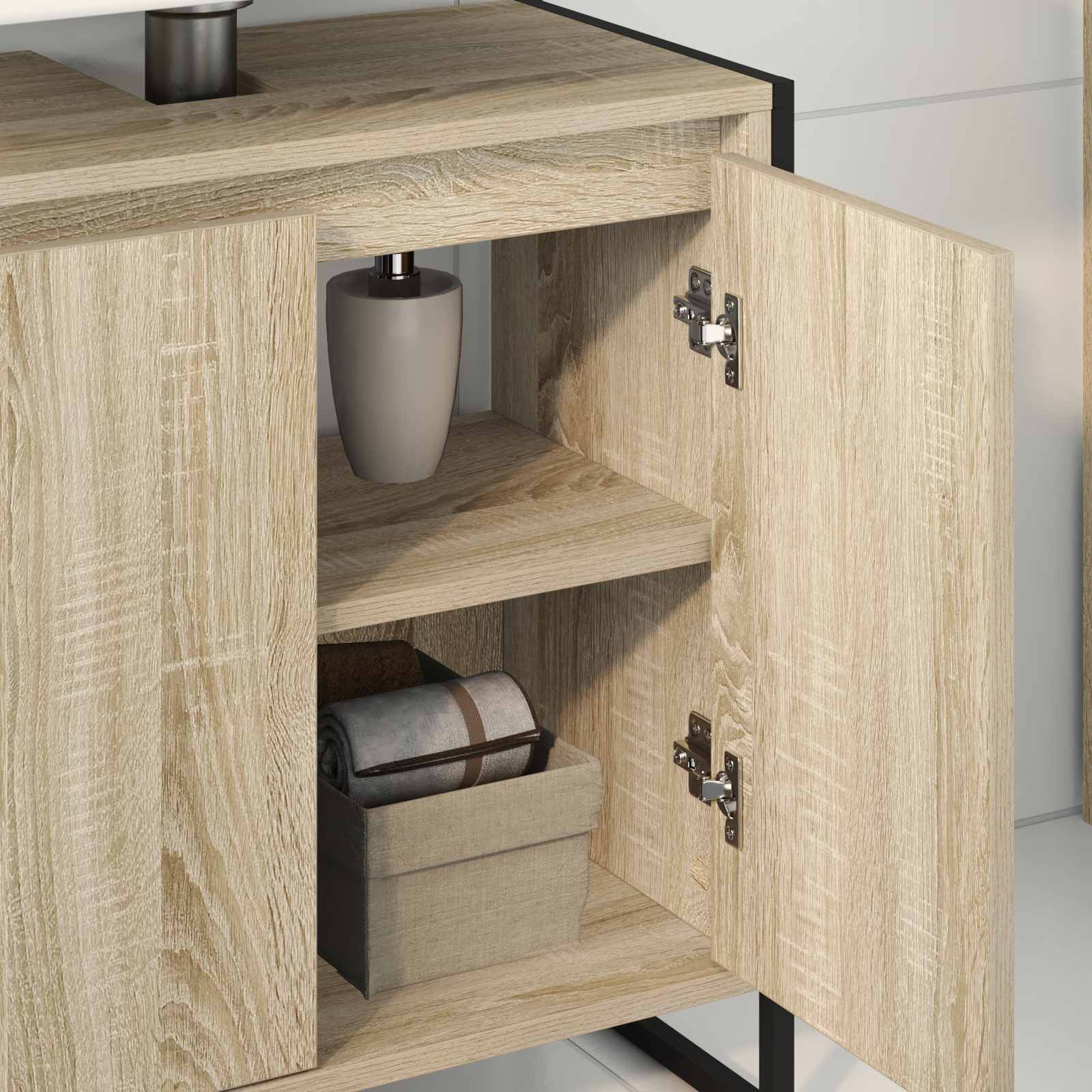 Badezimmerschrank mit Tür Sonoma 60 x 30 x 60 cm Holzwerkstoff