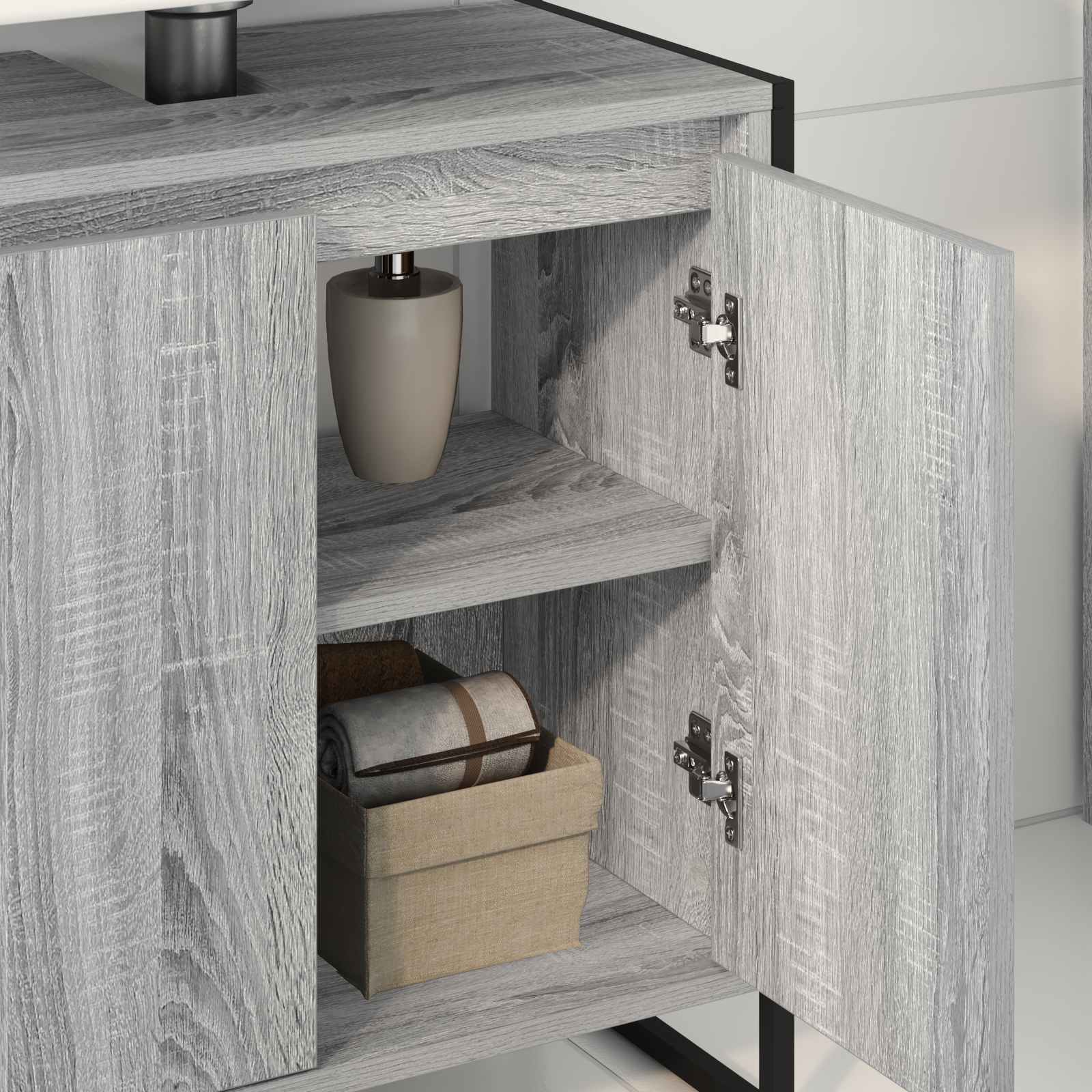 Badezimmerschrank Graues Sonoma 60 x 30 x 60 cm Holzwerkstoff