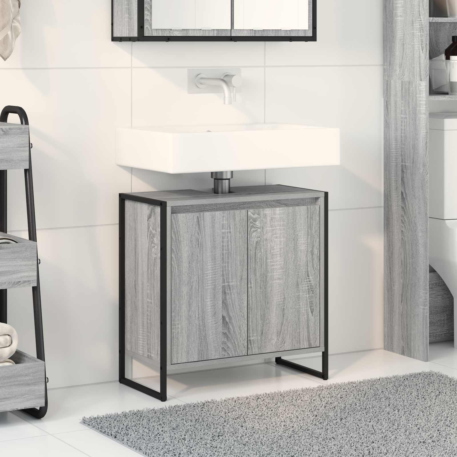 Badezimmerschrank Graues Sonoma 60 x 30 x 60 cm Holzwerkstoff
