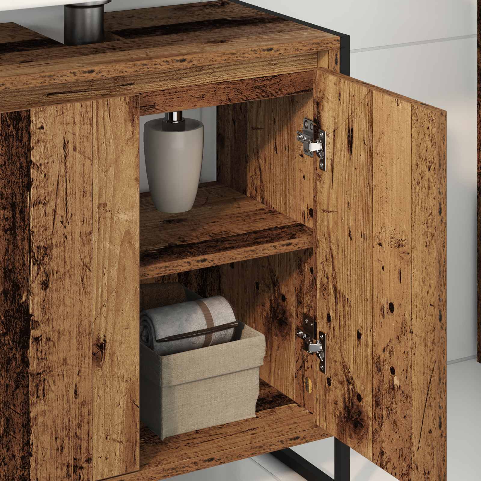 Badezimmerschrank mit Tür Altholz 60 x 30 x 60 cm Holzwerkstoff