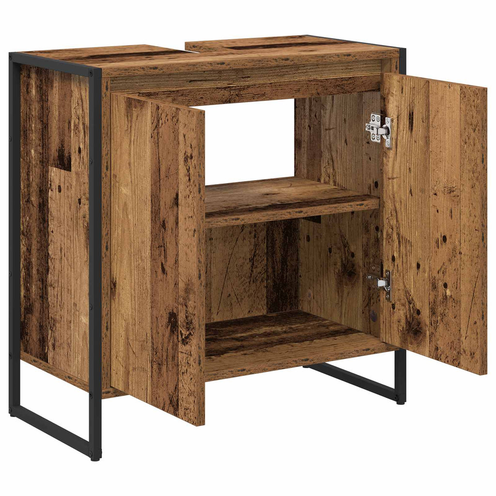 Badezimmerschrank mit Tür Altholz 60 x 30 x 60 cm Holzwerkstoff
