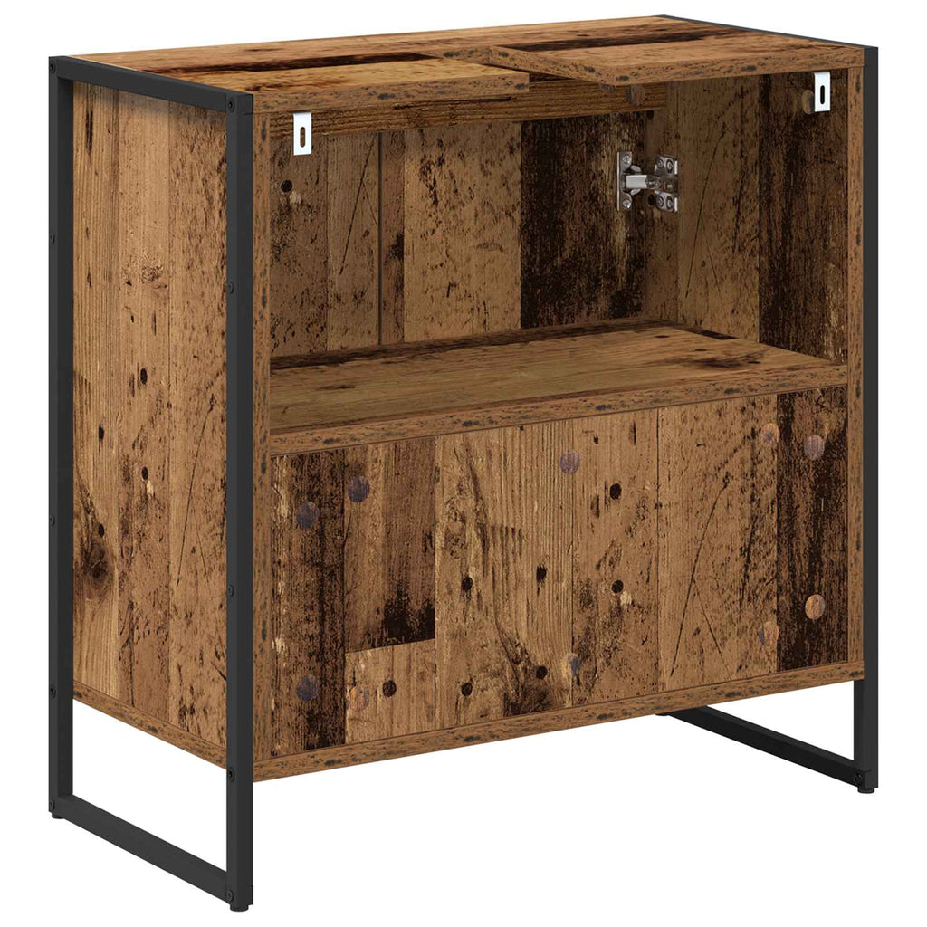 Badezimmerschrank mit Tür Altholz 60 x 30 x 60 cm Holzwerkstoff