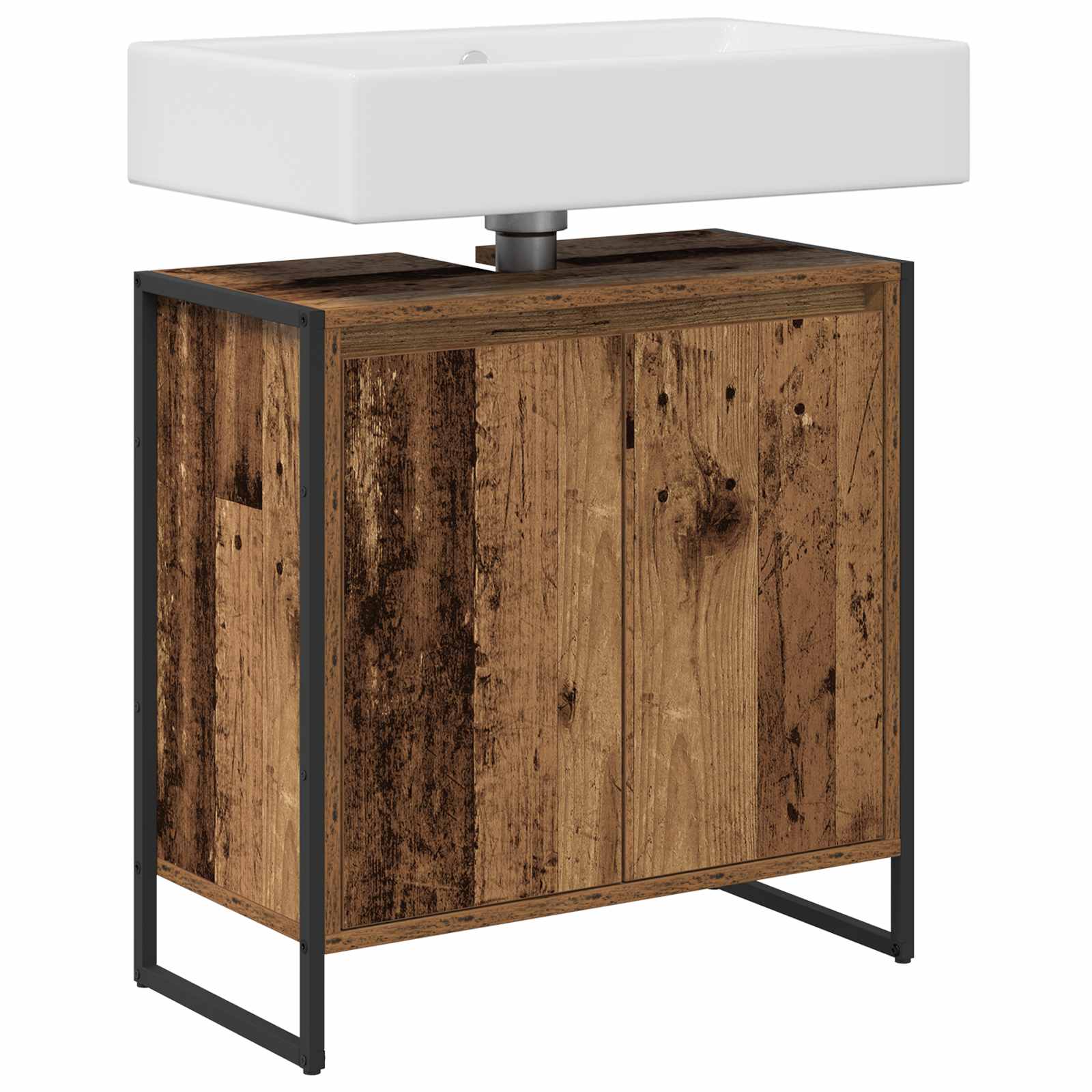 Badezimmerschrank mit Tür Altholz 60 x 30 x 60 cm Holzwerkstoff