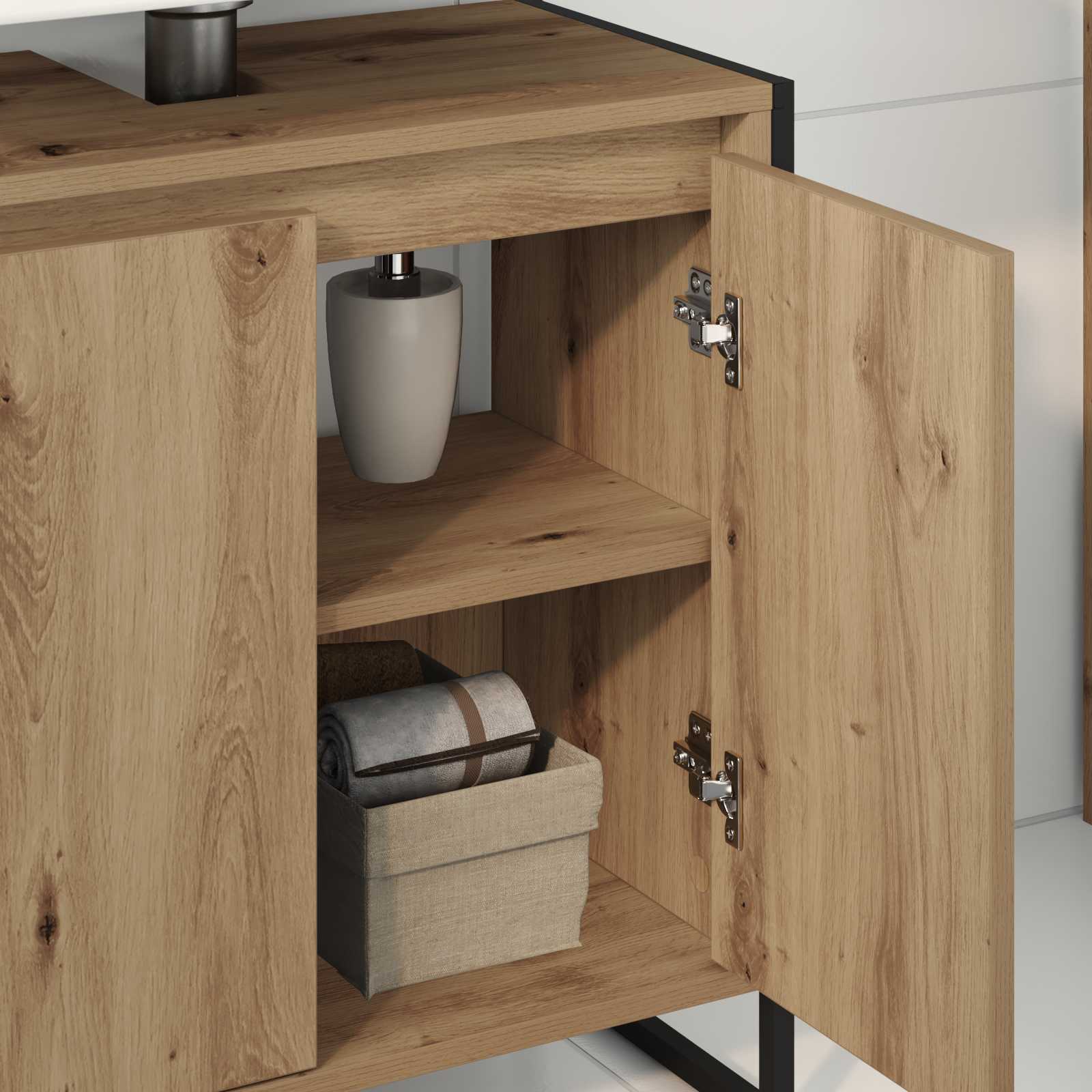 Badezimmerschrank mit Tür Kunsthandwerk Eiche 60 x 30 x 60 cm