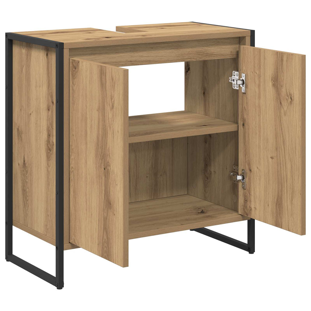 Badezimmerschrank mit Tür Kunsthandwerk Eiche 60 x 30 x 60 cm