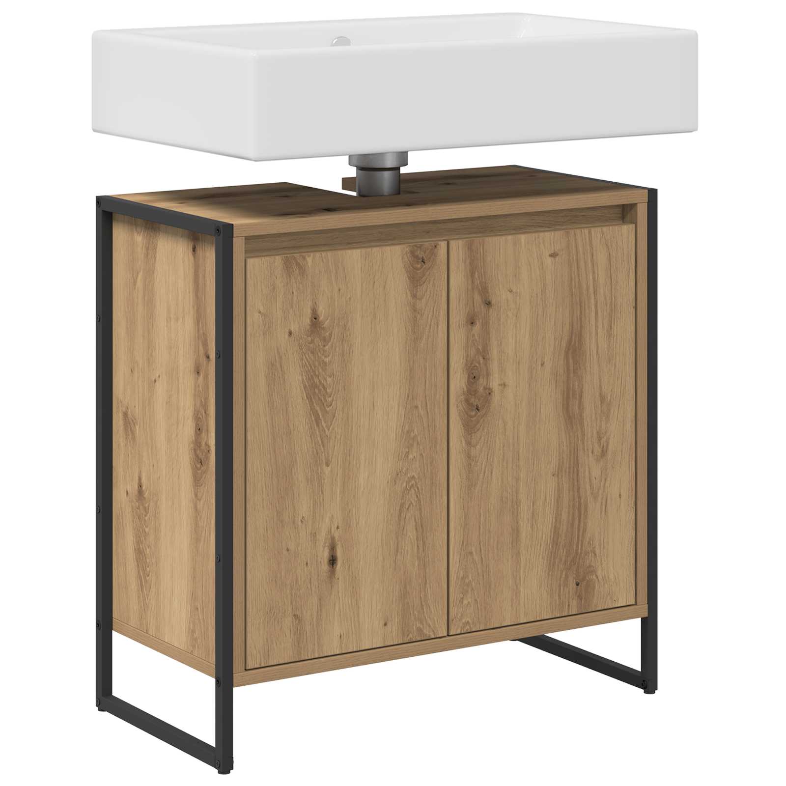 Badezimmerschrank mit Tür Kunsthandwerk Eiche 60 x 30 x 60 cm