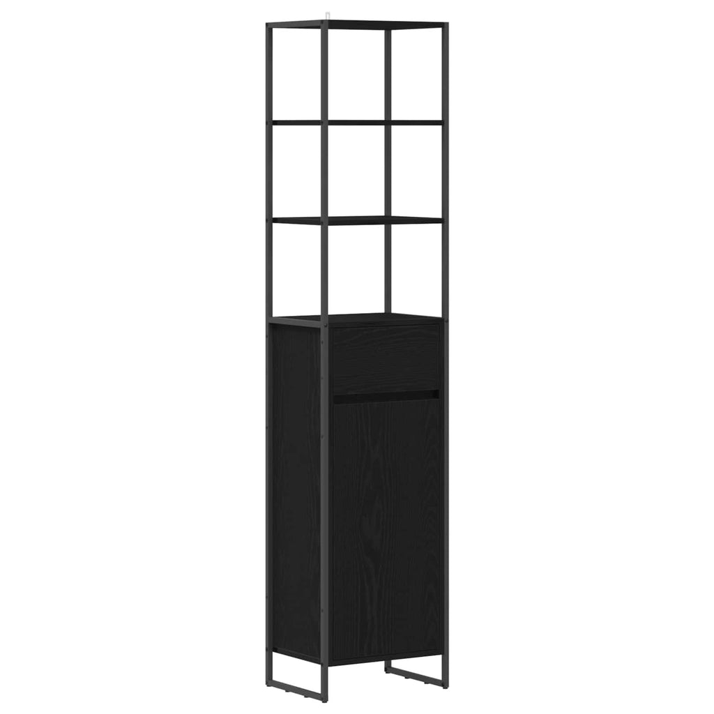 Badezimmerschrank mit Tür Schwarz Eichen-Optik 40 x 30 x 180 cm