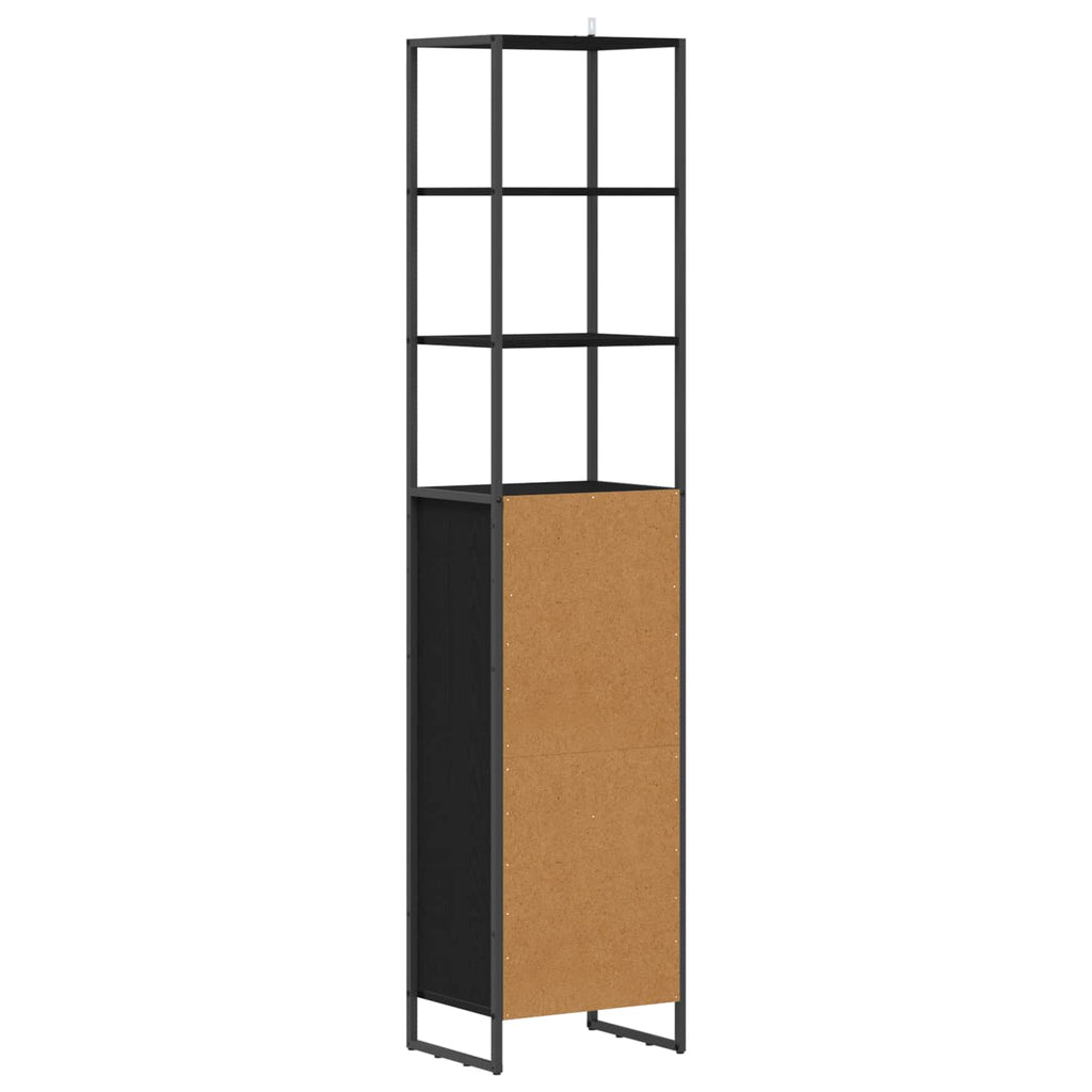 Badezimmerschrank mit Tür Schwarz Eichen-Optik 40 x 30 x 180 cm