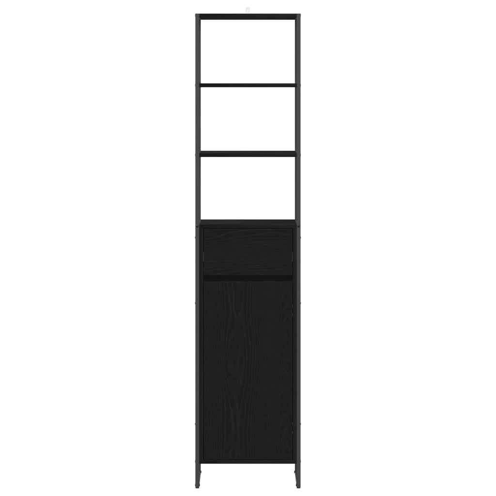 Badezimmerschrank mit Tür Schwarz Eichen-Optik 40 x 30 x 180 cm