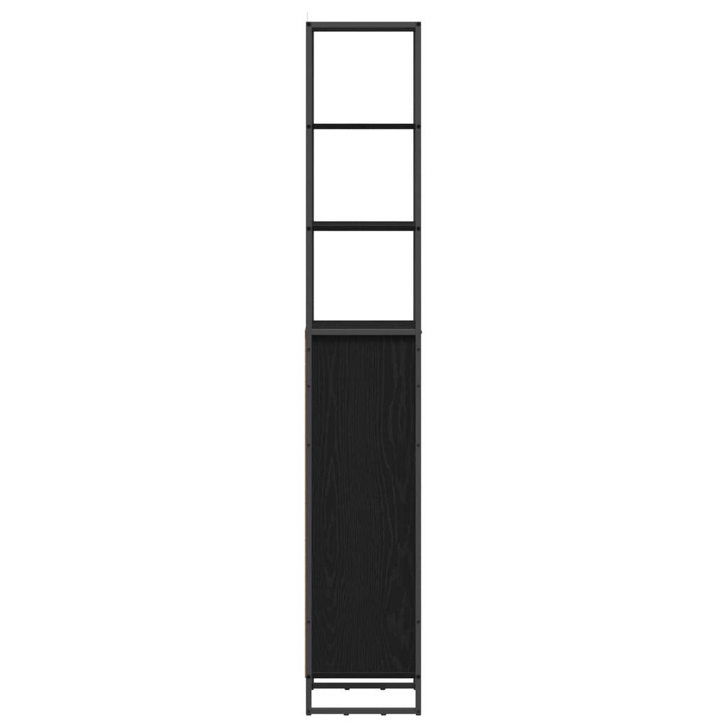 Badezimmerschrank mit Tür Schwarz Eichen-Optik 40 x 30 x 180 cm