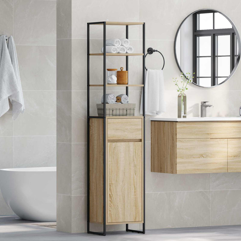 Badezimmerschrank mit Tür Sonoma 40 x 30 x 180 cm Holzwerkstoff