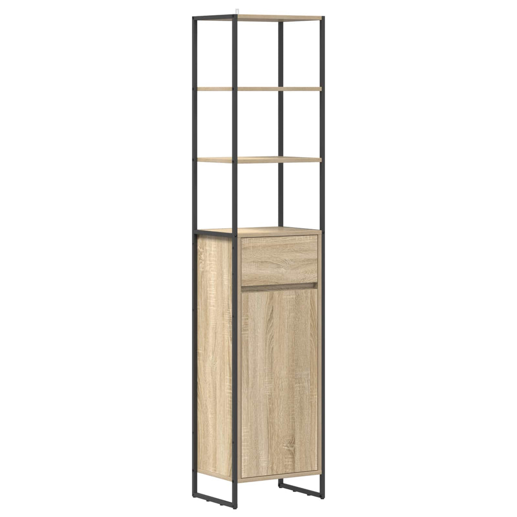 Badezimmerschrank mit Tür Sonoma 40 x 30 x 180 cm Holzwerkstoff
