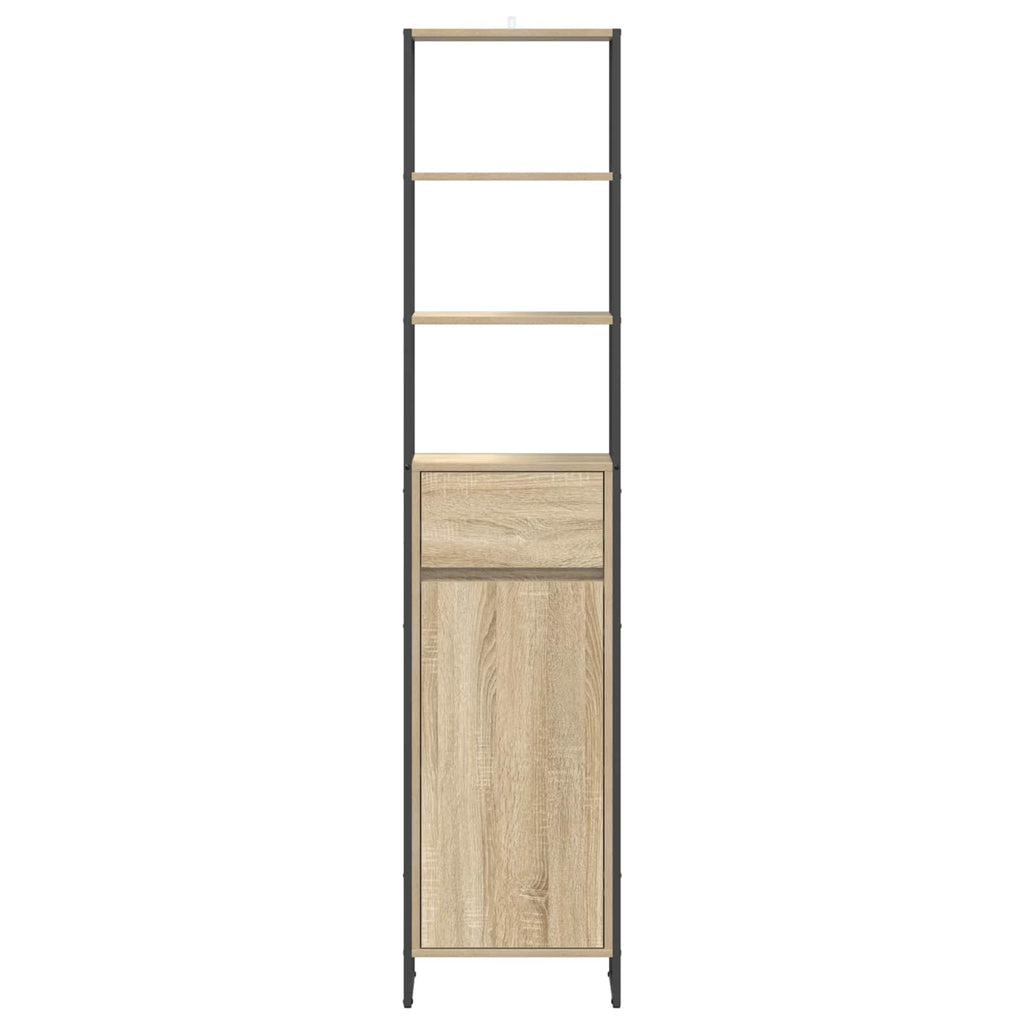 Badezimmerschrank mit Tür Sonoma 40 x 30 x 180 cm Holzwerkstoff